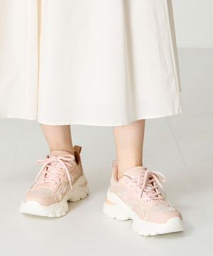 レース×ジャガード厚底スニーカー/OT3755