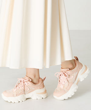 レース×ジャガード厚底スニーカー/OT3755