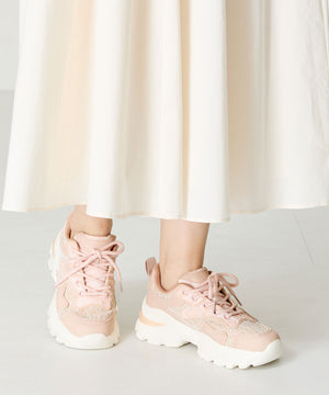 レース×ジャガード厚底スニーカー/OT3755