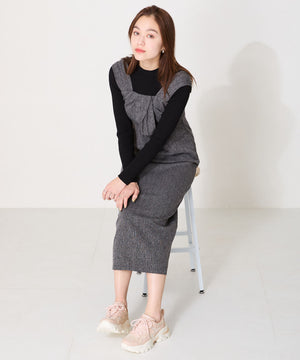 レース×ジャガード厚底スニーカー/OT3755