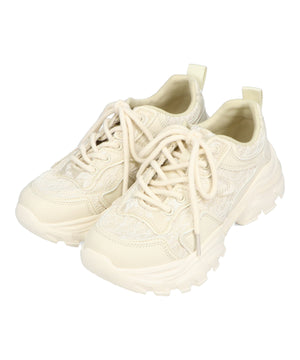 レース×ジャガード厚底スニーカー/OT3755