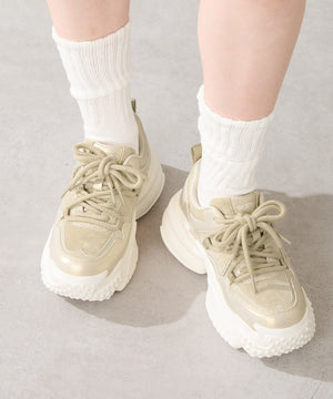 ダブルシューレース厚底スニーカー/OT3776