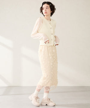 パールリボン付きダッドスニーカー/OT3781