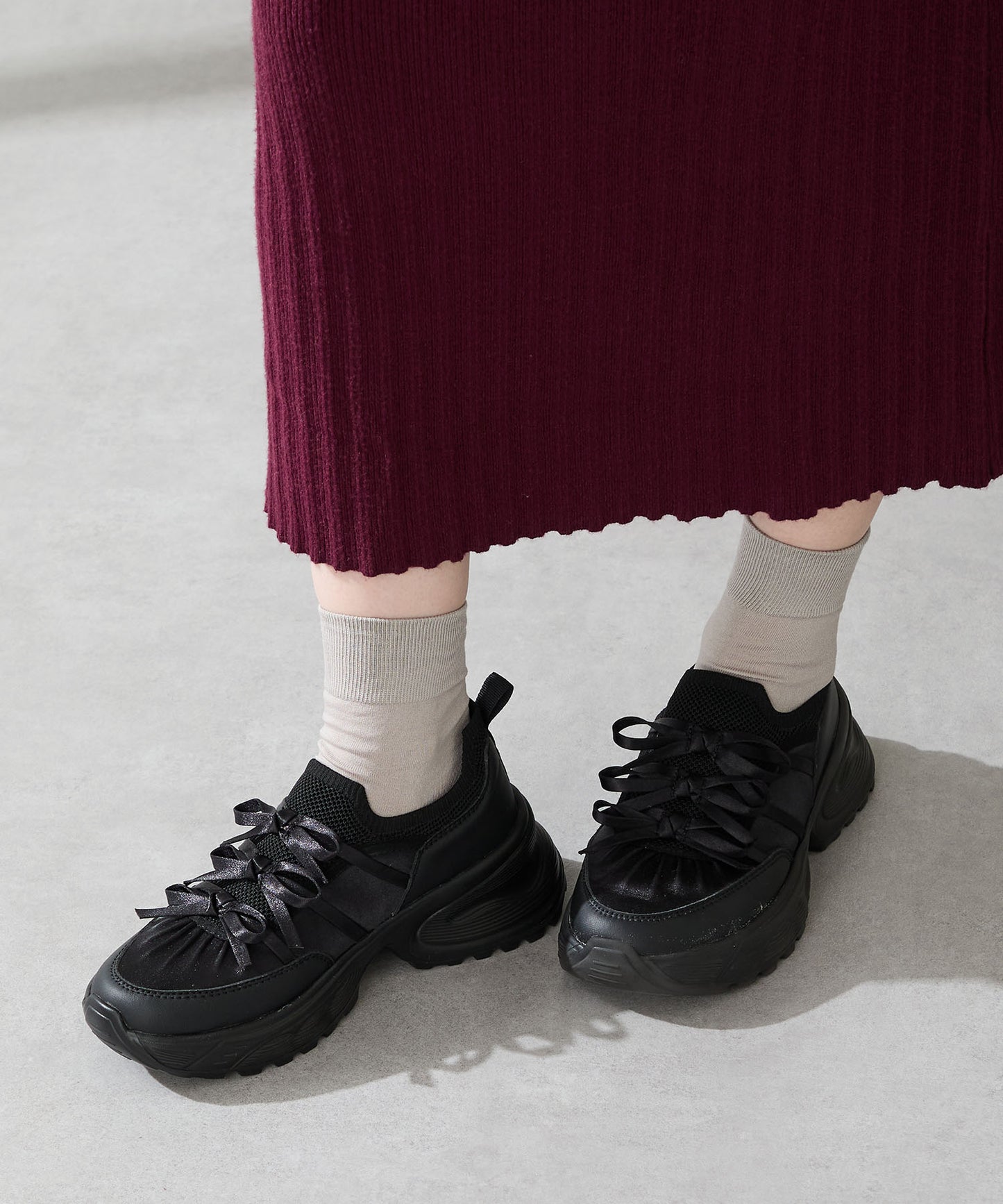 リボンディテールニットスニーカー/OT3787