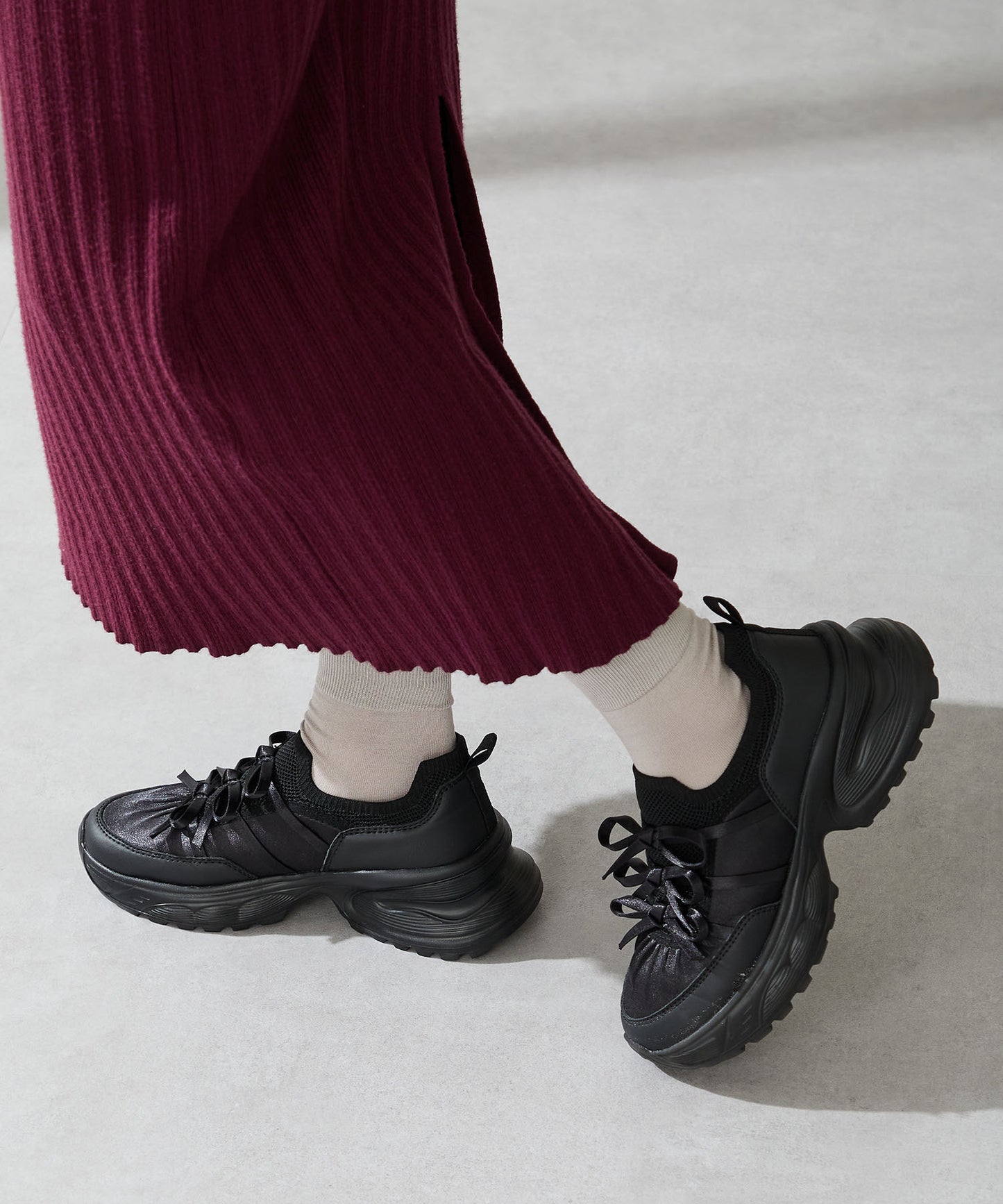 リボンディテールニットスニーカー/OT3787