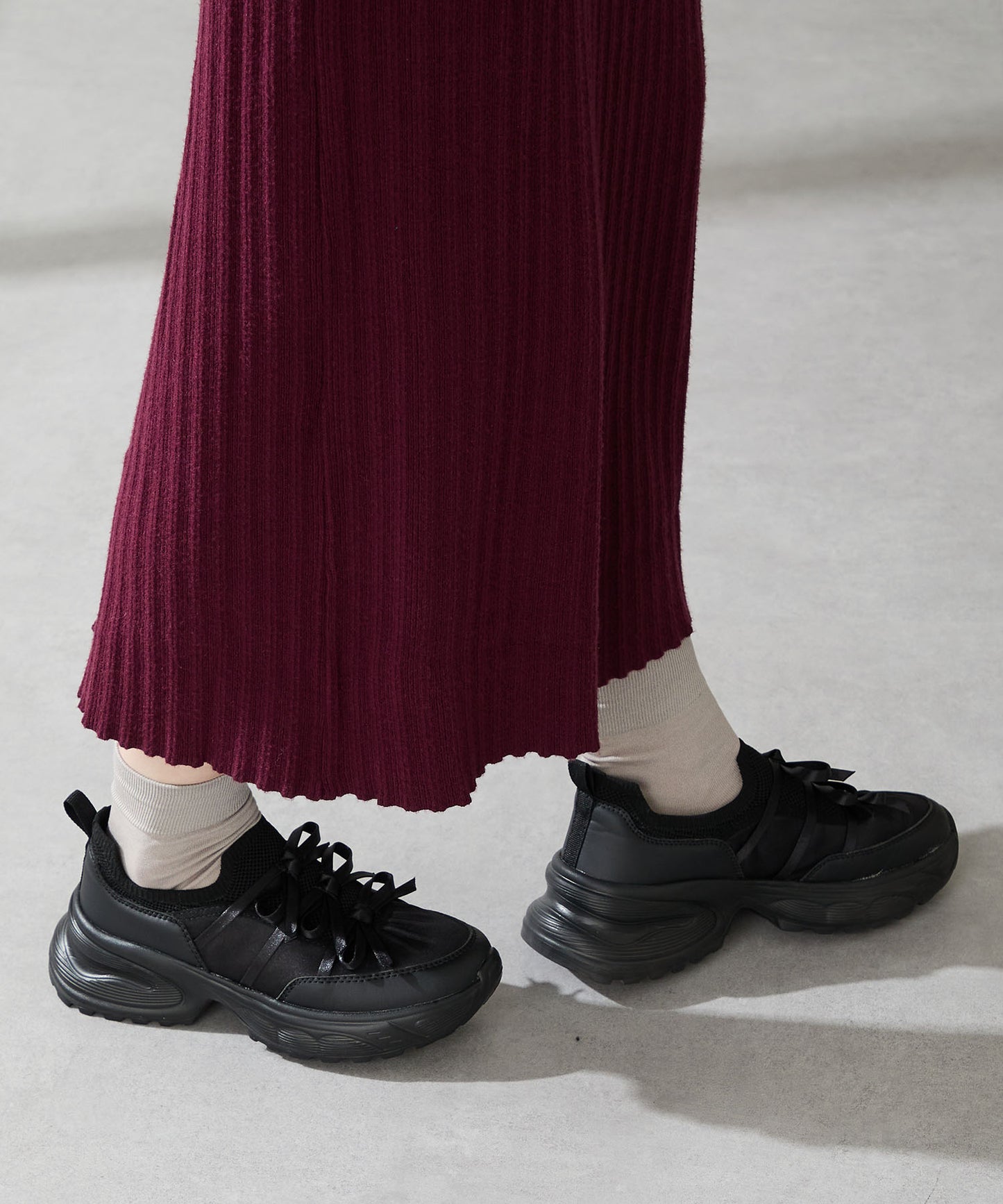 リボンディテールニットスニーカー/OT3787