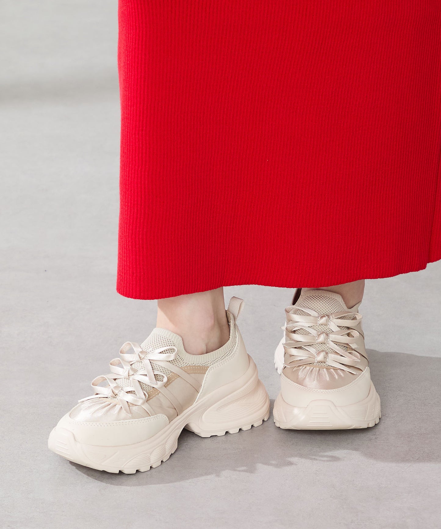 リボンディテールニットスニーカー/OT3787