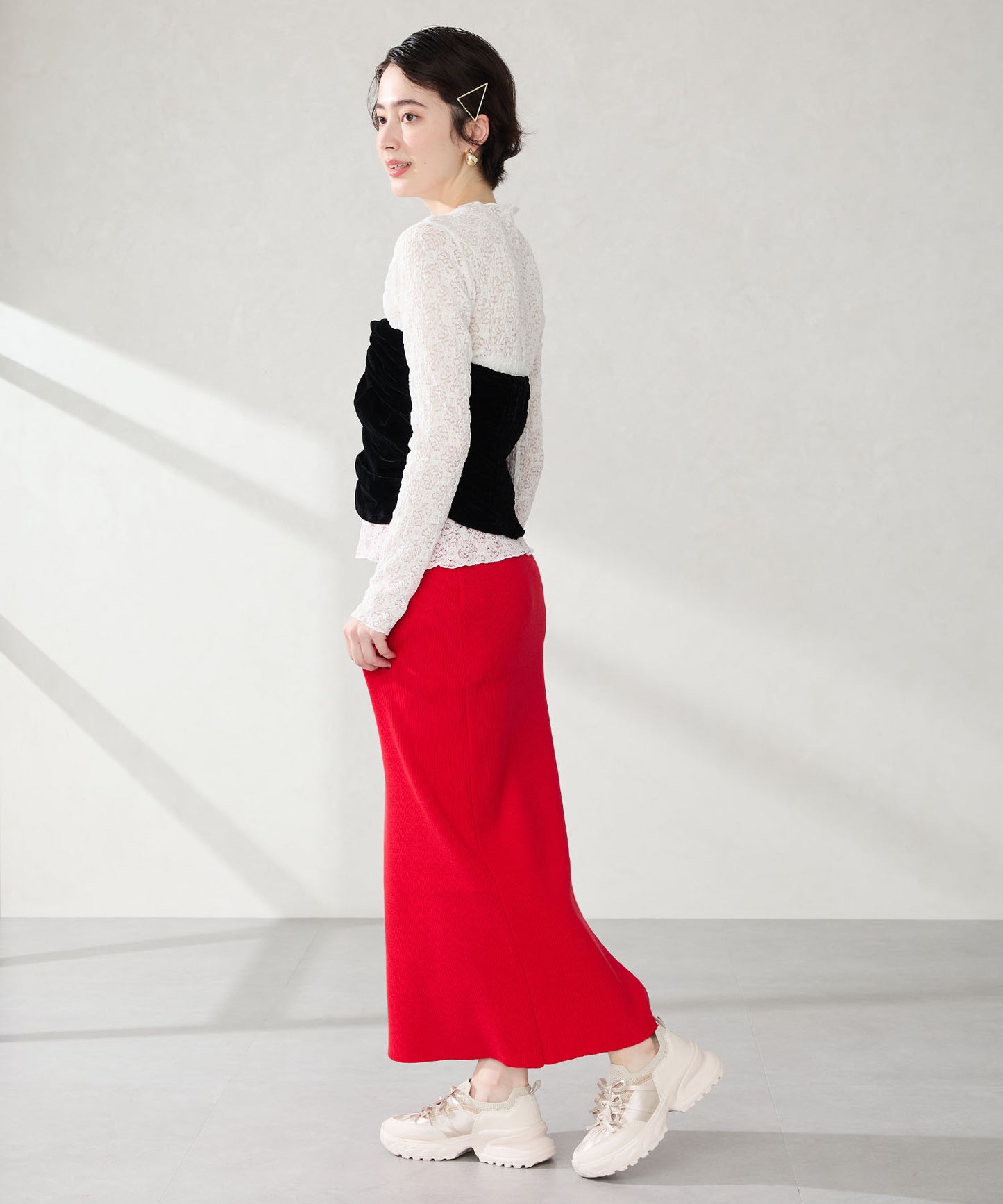 リボンディテールニットスニーカー/OT3787