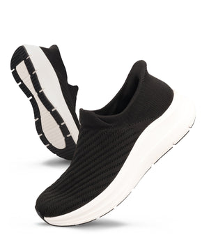 【瞬間フィット】ストライプニット防水スリッポンスニーカー/OT3801