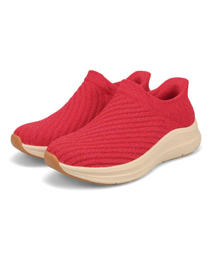 【瞬間フィット】ストライプニット防水スリッポンスニーカー/OT3801