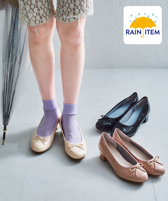 ラウンドトゥヒールレインパンプス/R-1023