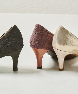 パールバックルヒールパンプス/R-2016【オケージョン/結婚式/パーティーパンプス】