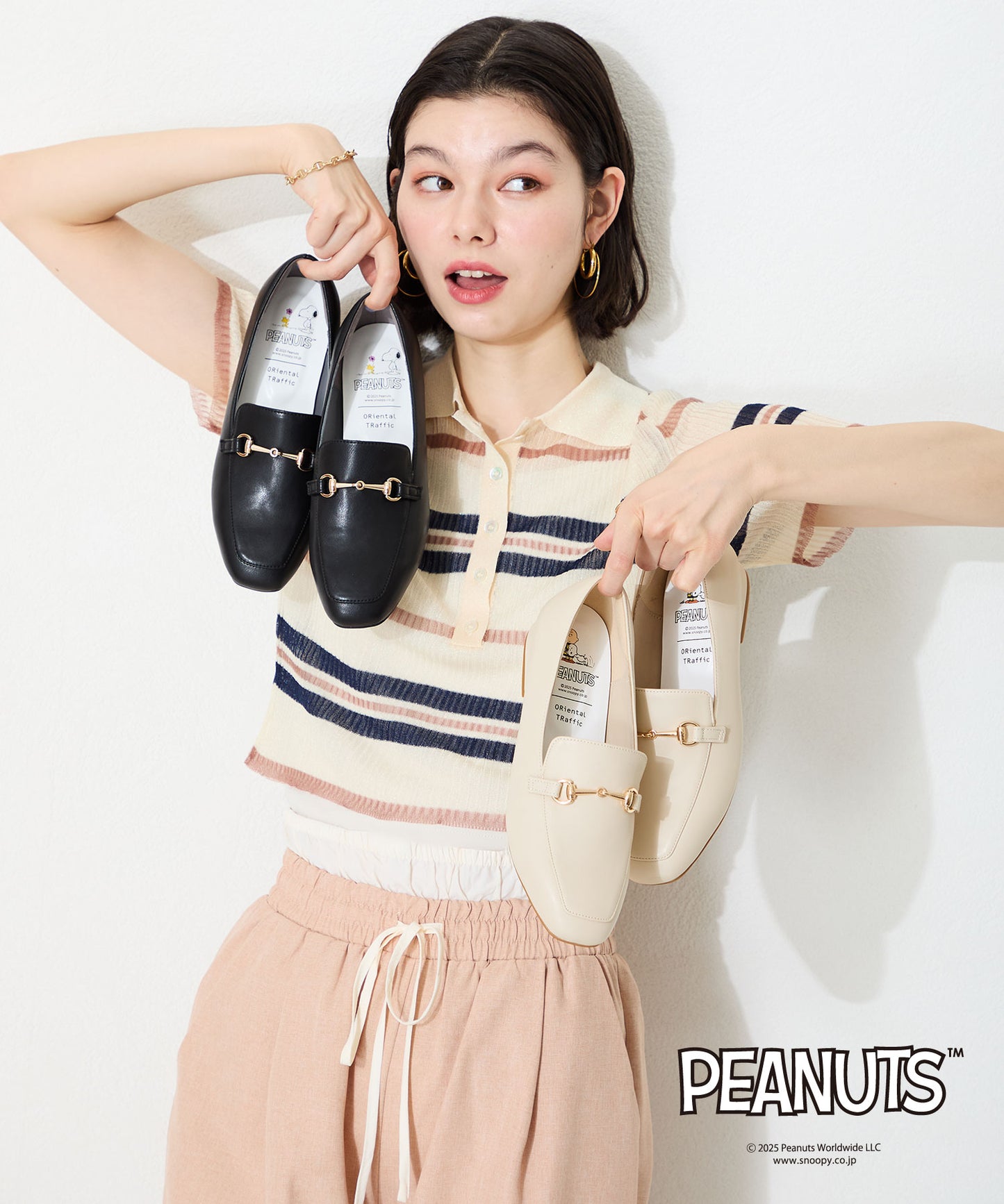 【跳べるパンプス】PEANUTSデザインビットモチーフローファー/跳べるパンプスシリーズ累計150万足突破/R-3210S