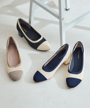 【跳べるパンプス】ラウンドトゥニットヒール/跳べるパンプスシリーズ累計150万足突破/R-3219