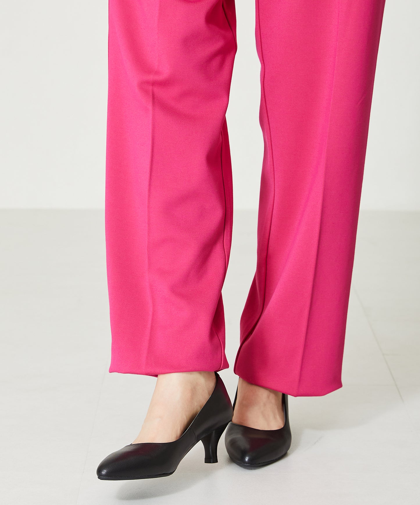 【跳べるパンプス/本革使用】ミドルヒールプレーンパンプス/R-6007