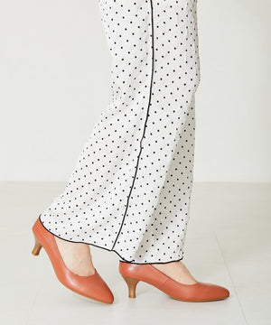 【跳べるパンプス/本革使用】ミドルヒールプレーンパンプス/R-6007