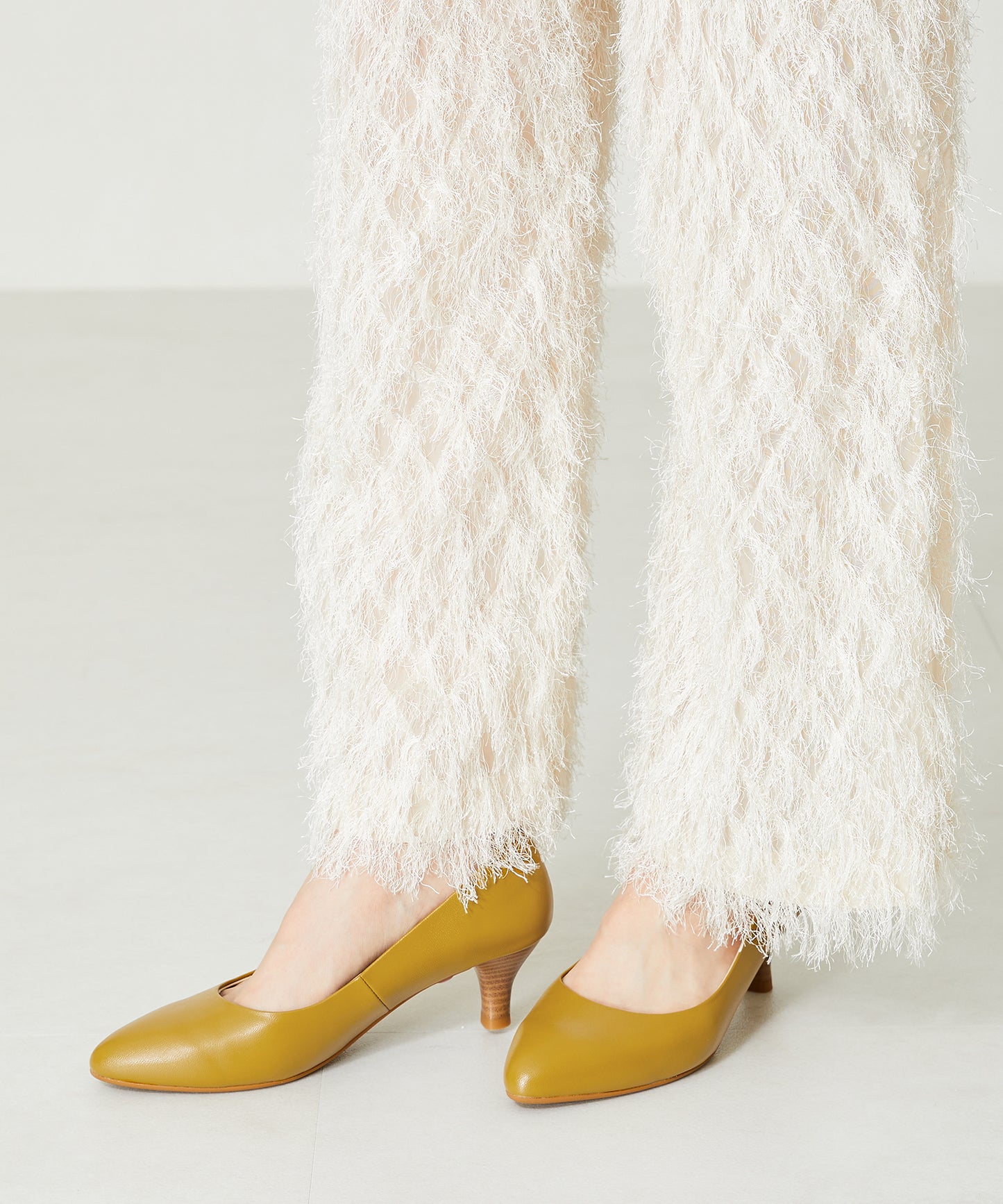 【跳べるパンプス/本革使用】ミドルヒールプレーンパンプス/R-6007