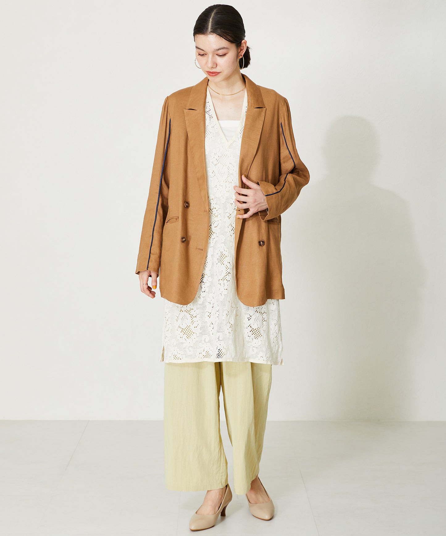 【跳べるパンプス/本革使用】ミドルヒールプレーンパンプス/R-6007