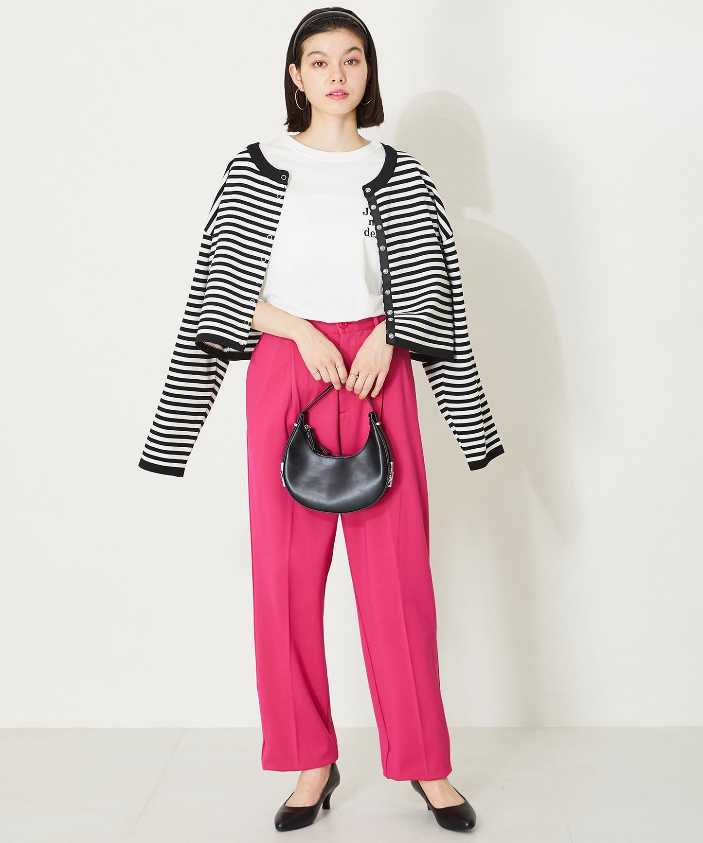 【跳べるパンプス/本革使用】ミドルヒールプレーンパンプス/R-6007