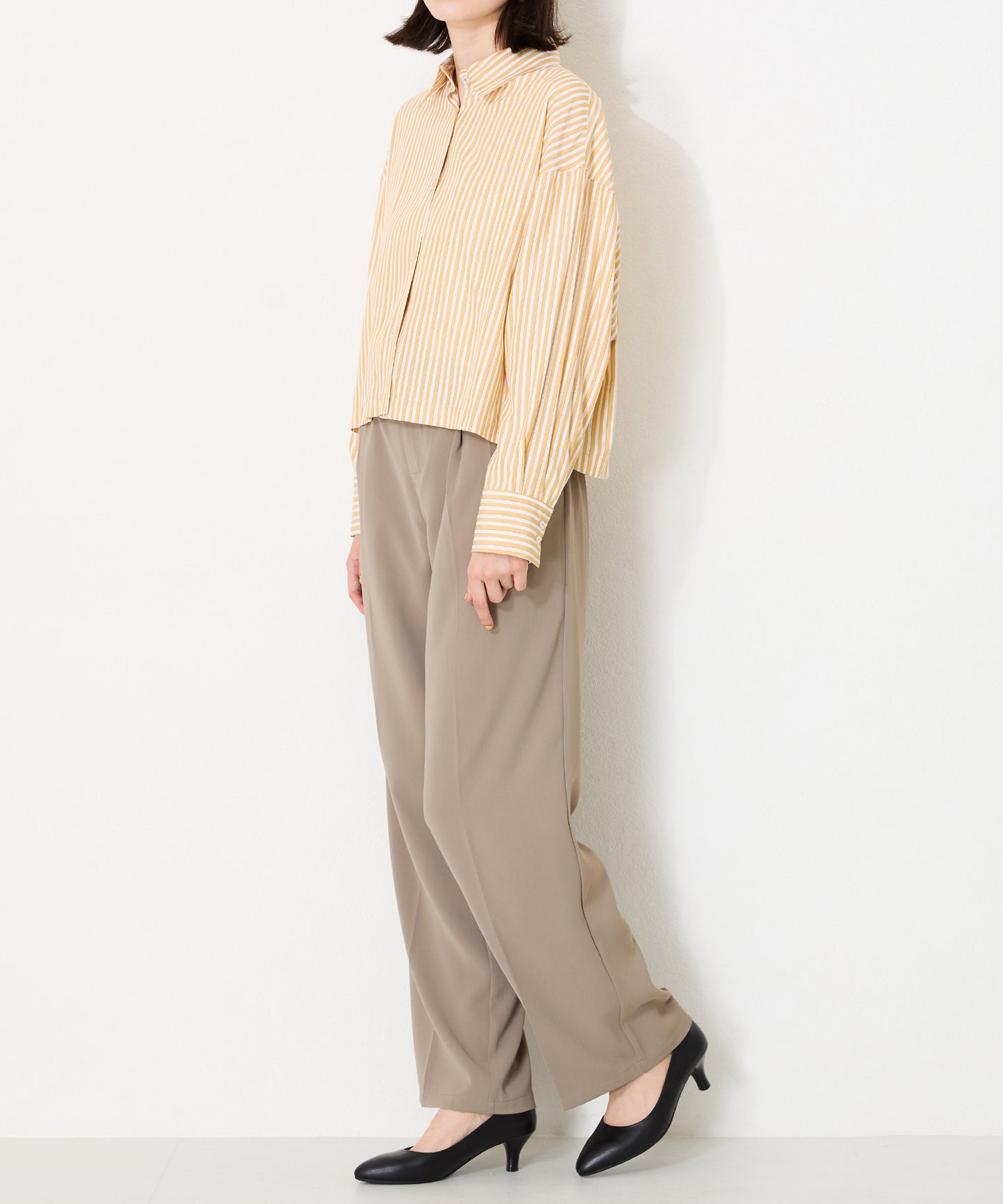 【跳べるパンプス/本革使用】ミドルヒールプレーンパンプス/R-6007