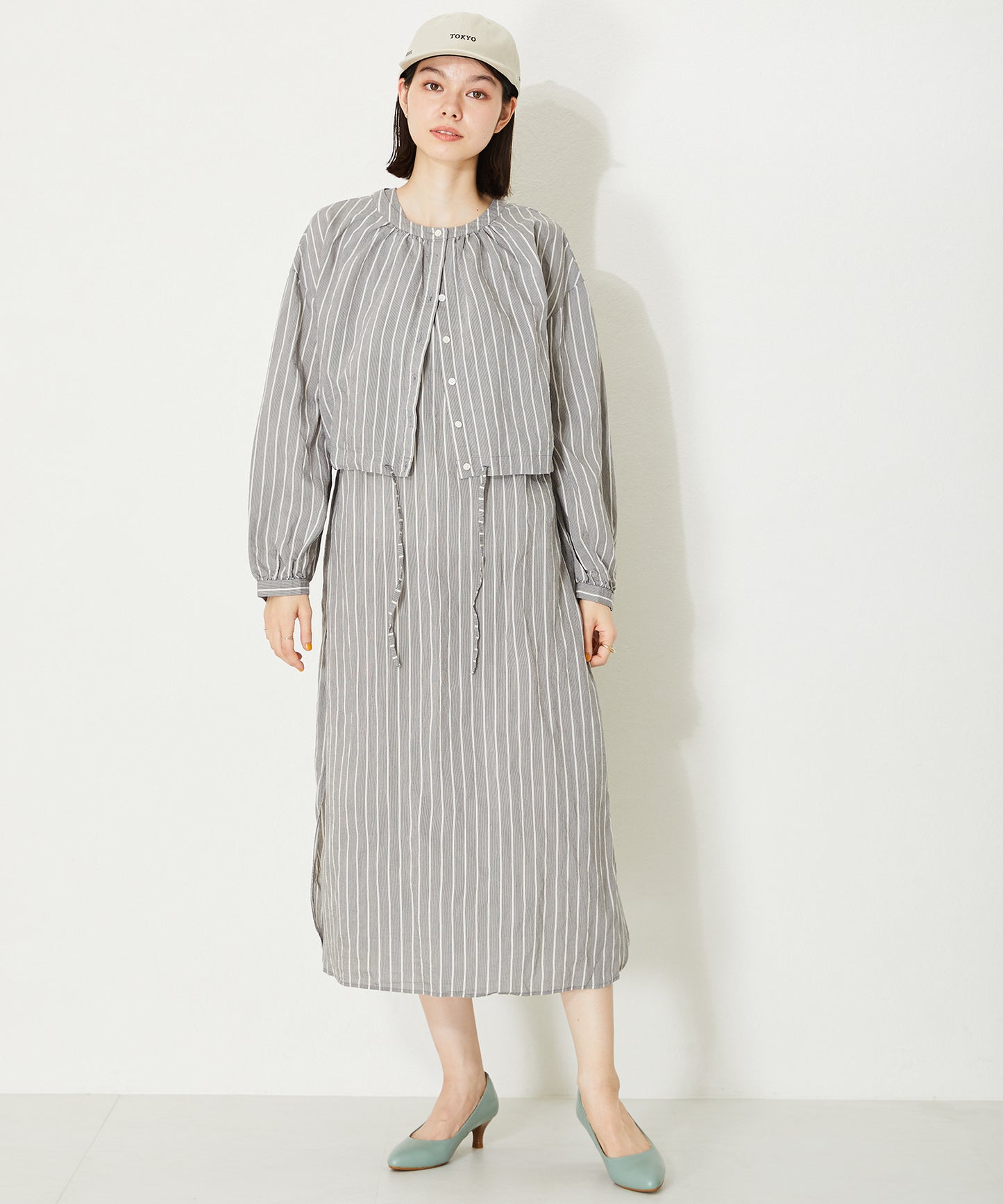 【跳べるパンプス/本革使用】ミドルヒールプレーンパンプス/R-6007