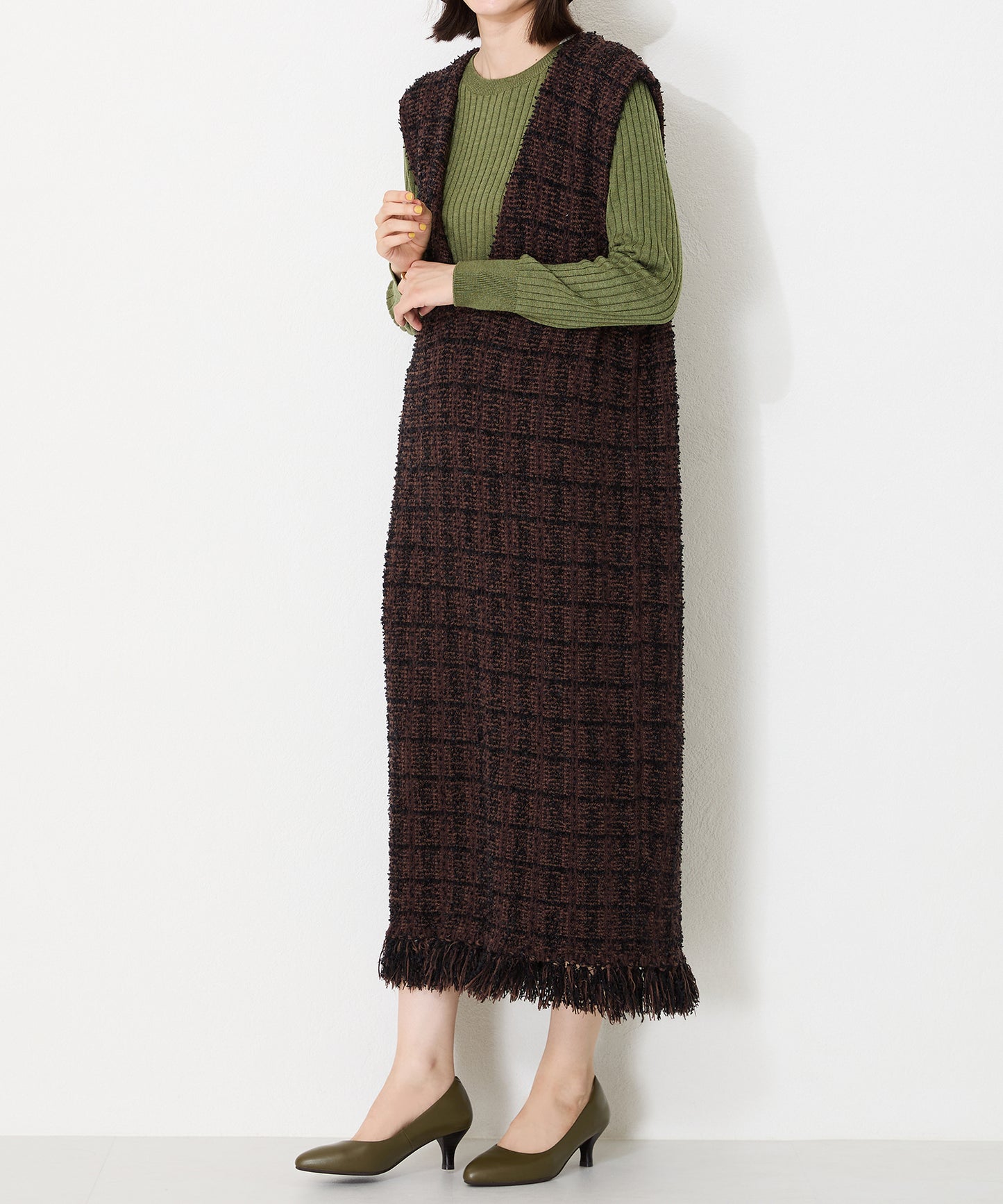 【跳べるパンプス/本革使用】ミドルヒールプレーンパンプス/R-6007