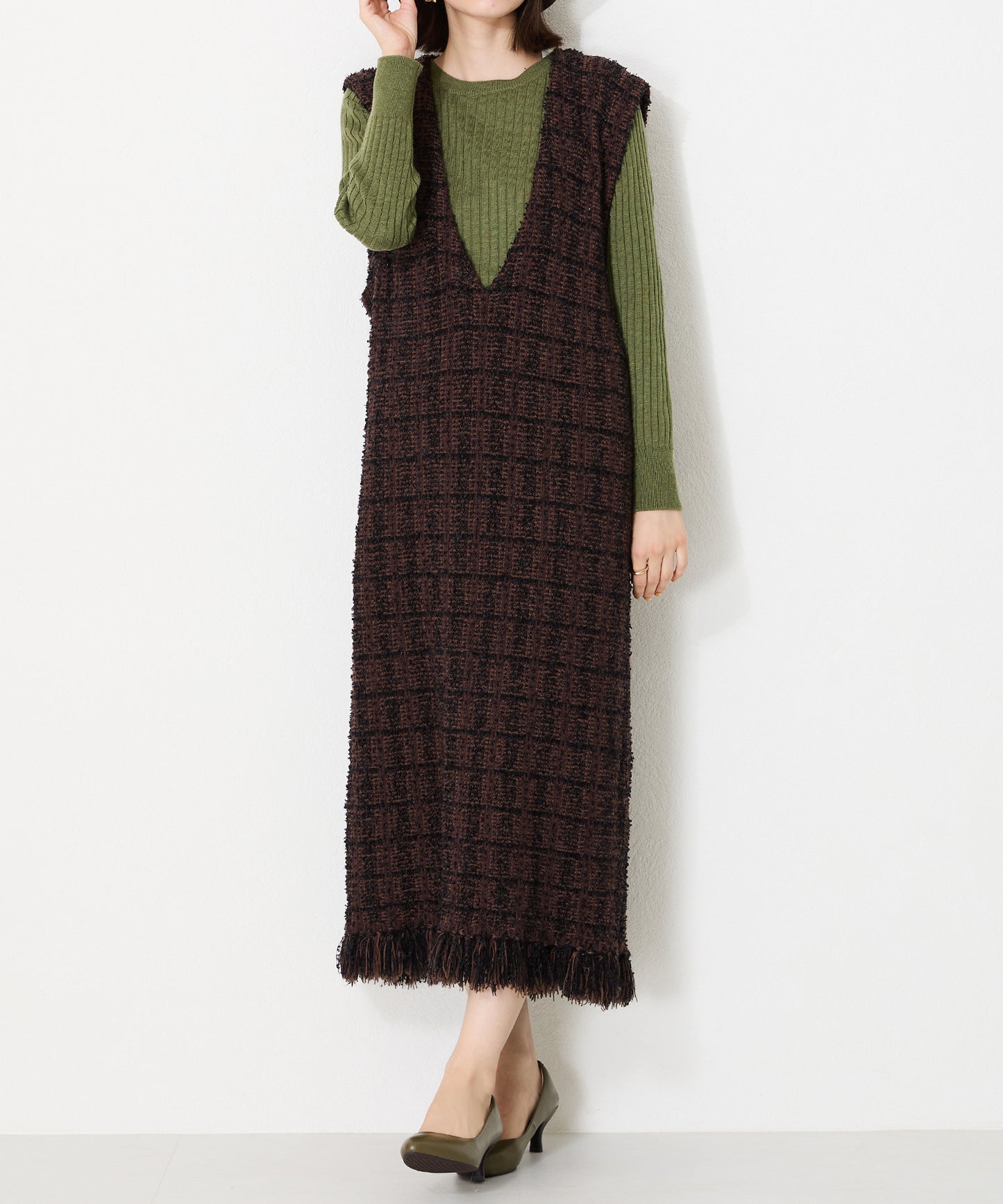 【跳べるパンプス/本革使用】ミドルヒールプレーンパンプス/R-6007