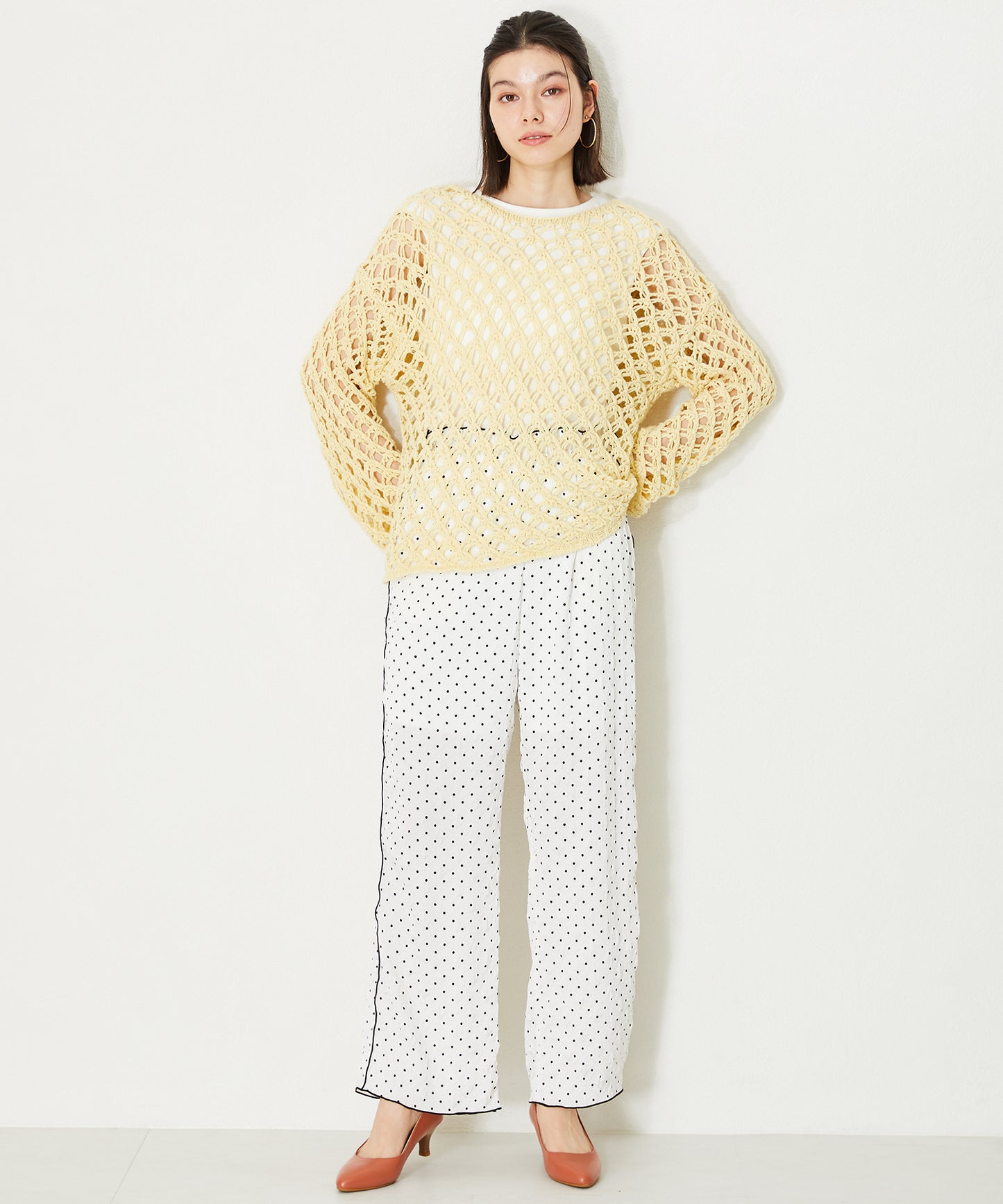 【跳べるパンプス/本革使用】ミドルヒールプレーンパンプス/R-6007