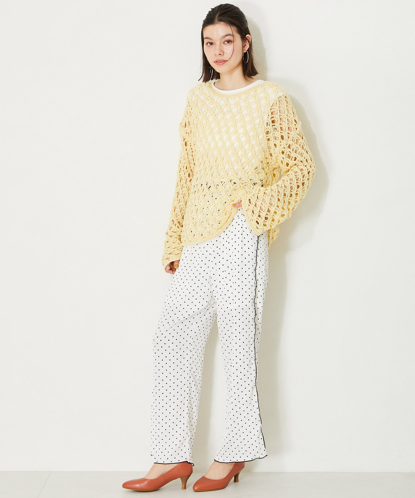 【跳べるパンプス/本革使用】ミドルヒールプレーンパンプス/R-6007