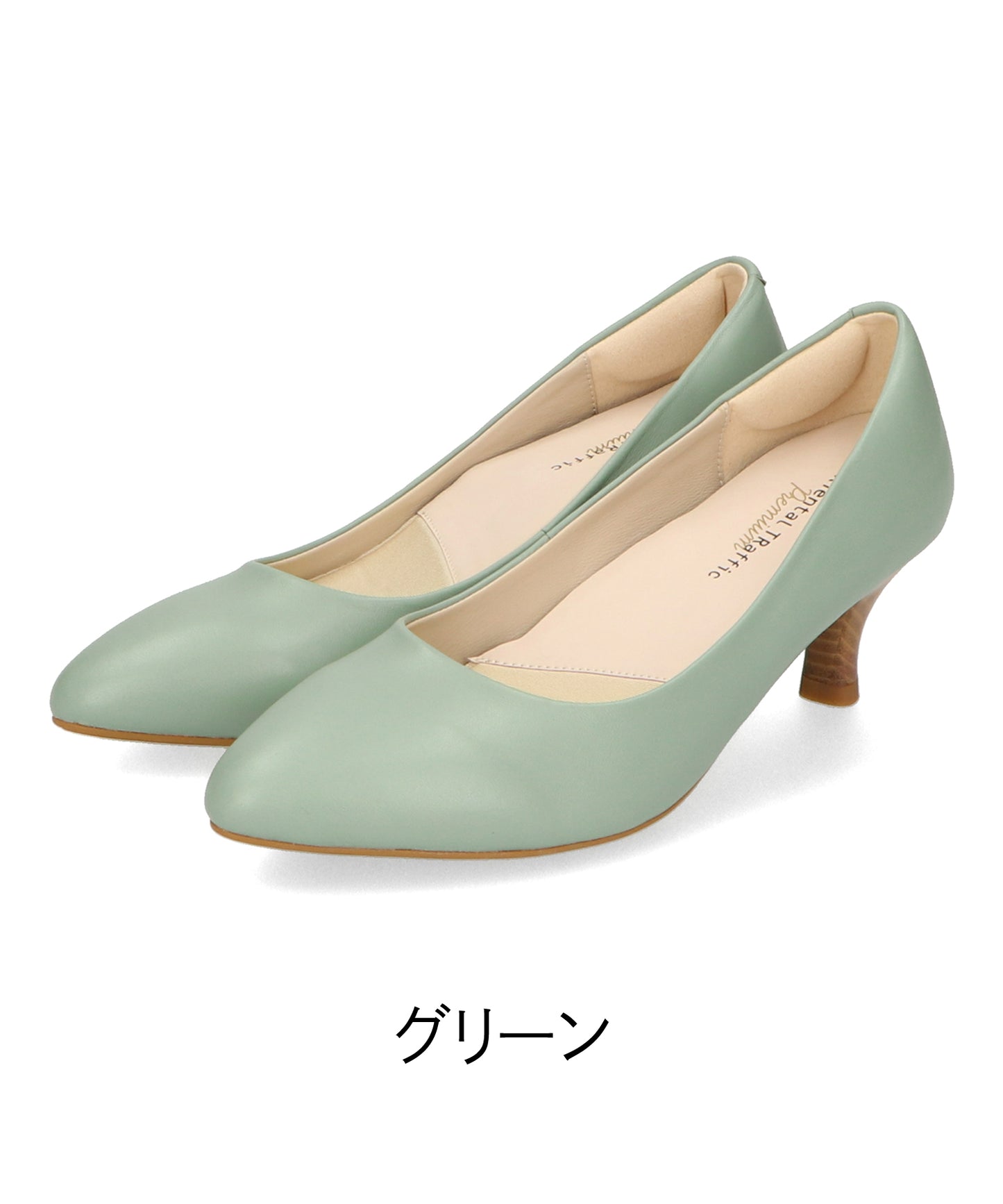 【跳べるパンプス/本革使用】ミドルヒールプレーンパンプス/R-6007