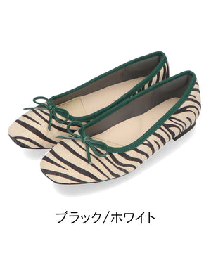 【跳べるパンプス/本革使用】スクエアトゥバレエパンプス/R-6009