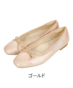 【跳べるパンプス/本革使用】スクエアトゥバレエパンプス/R-6009