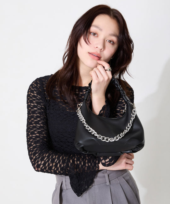 ギャザーハンドチェーン付きバッグ/BA-251