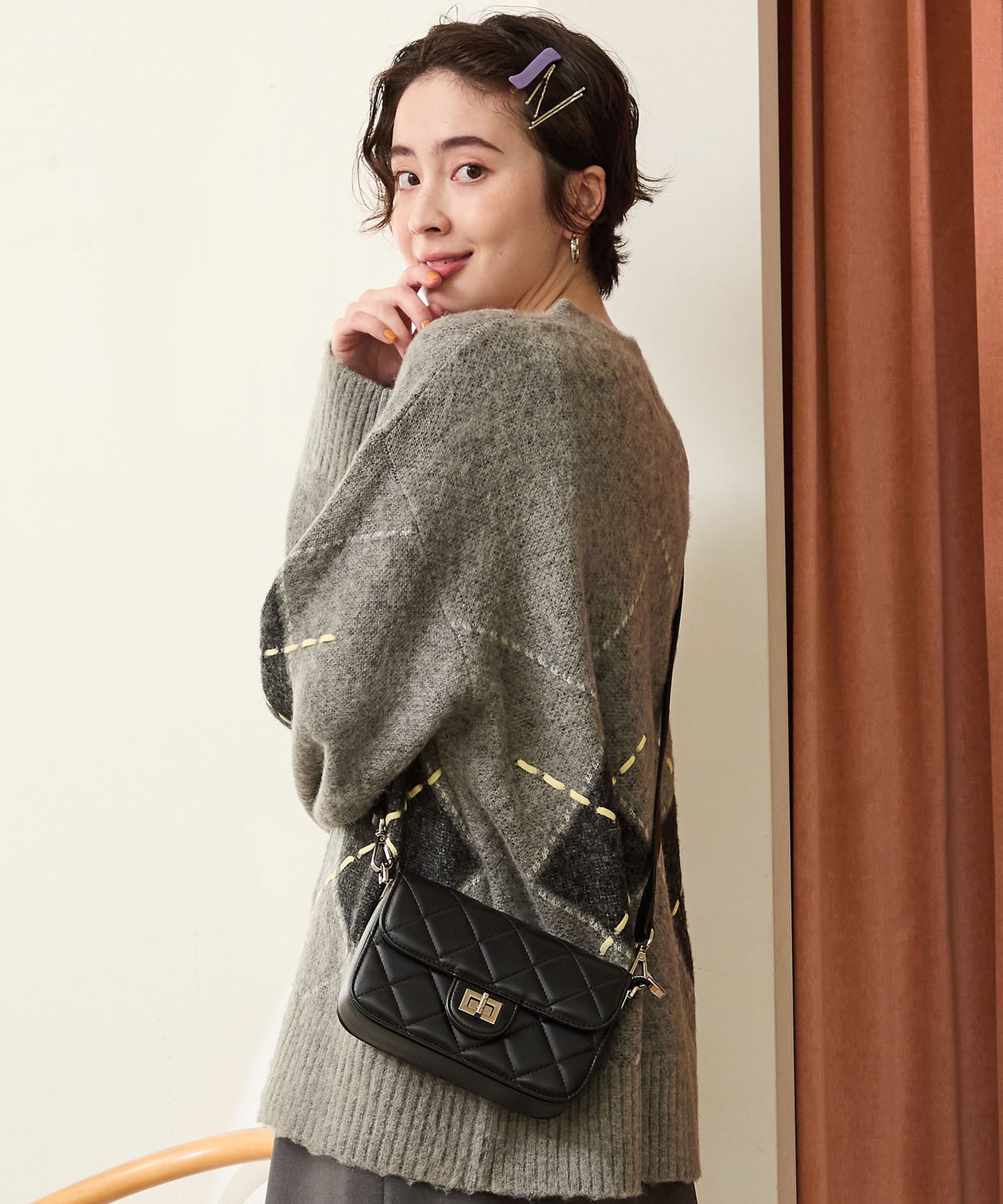 キルティングボックスショルダーバッグ/BA-262