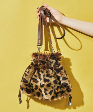 フェイクファー巾着バッグ/BA-269