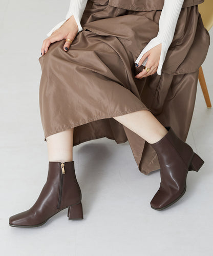 ワイドスクエアトゥミドルブーツ/11392