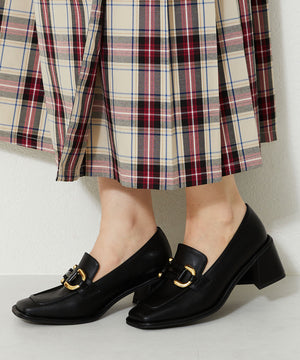 ワイドスクエアトゥヒールローファー/31120