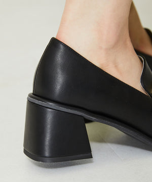 ワイドスクエアトゥヒールローファー/31120