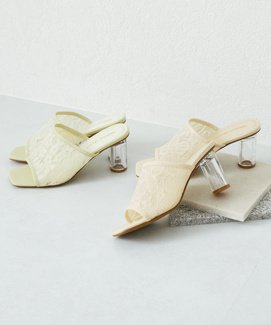 クリアヒールレースミュールサンダル/31205