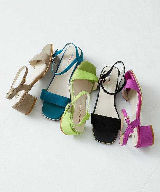 メタリックラインミドルヒールサンダル/31209