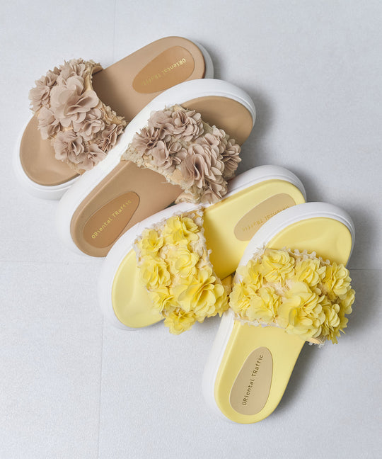 厚底ホワイトソールフラワーサンダル/31258