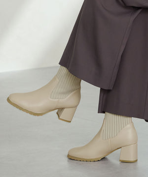 スクエアトゥニットヒールブーツ/31403