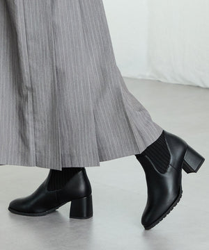 スクエアトゥニットヒールブーツ/31403