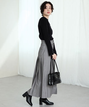 スクエアトゥニットヒールブーツ/31403