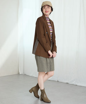 スクエアトゥニットヒールブーツ/31403