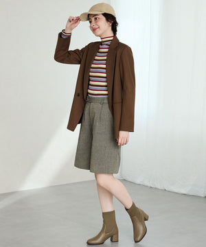 スクエアトゥニットヒールブーツ/31403