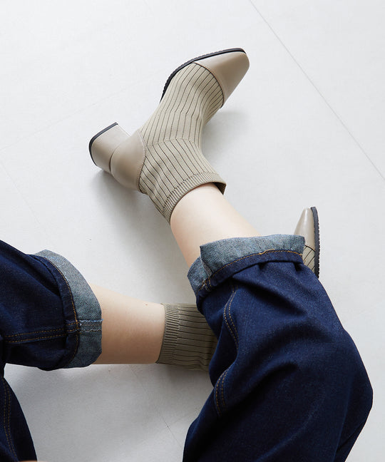 切替ニットヒールブーツ/31407