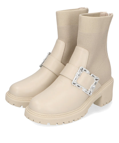 【WEB限定】厚底ビジューニットブーツ/31434