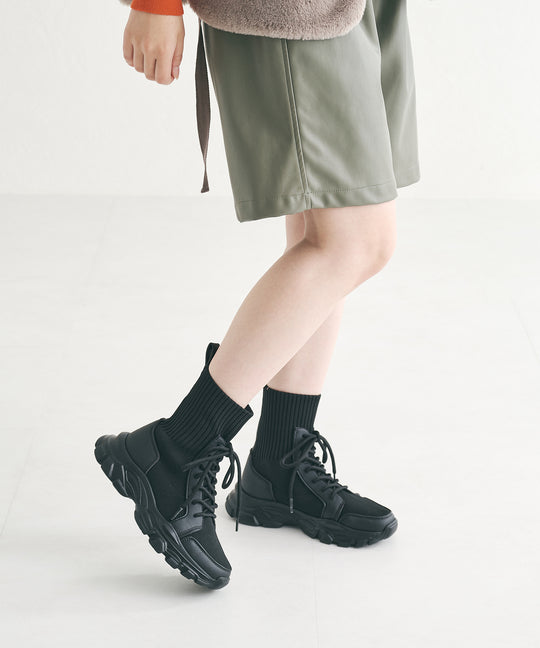 トラックソールレースアップニットブーツ/31438