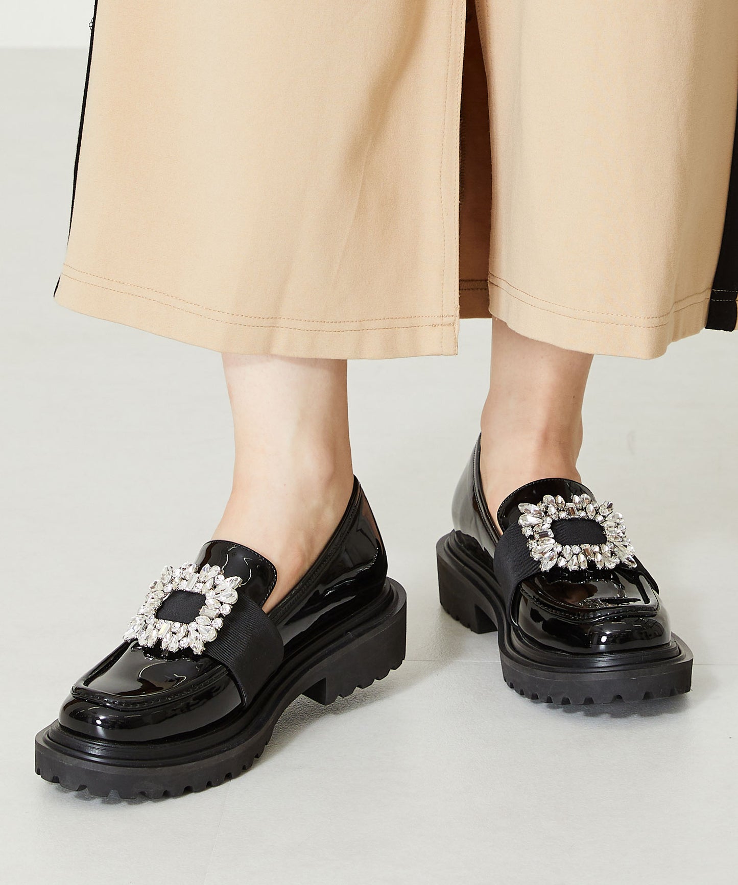 ビジューバックル厚底シューズ/41118